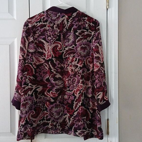 R&M Richards eggplant purple 2 in 1 blouse jacket and pant set Sz 14W - Picture 7 of 8